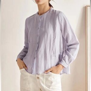 NWT Lintico Women’s Linen blend Crew side waist lavender top size S